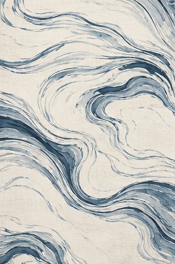Courant wallcovering concept: expressive tidal lines in blue and chalk