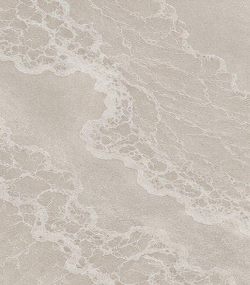 Écume wallcovering concept: fine sea-foam traces over pale sand and soft grey