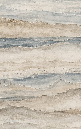 Estran wallcovering concept: washed layers of sand, stone and sea
